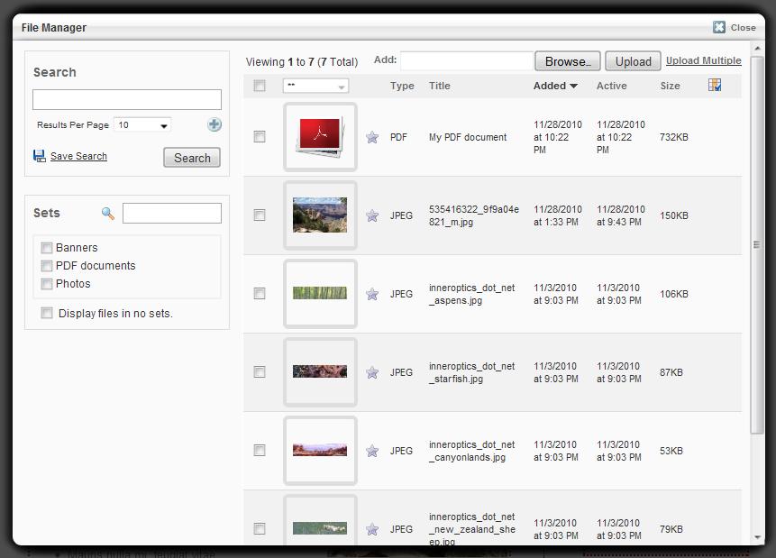 Using the File Manager The File Manager provides an easy way to organise and classify all the files that you want to display or link to on your website.