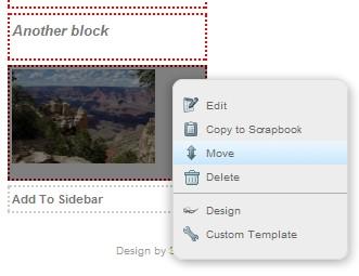 Rearranging blocks Blocks can be re-arranged on the page and moved between editable areas.