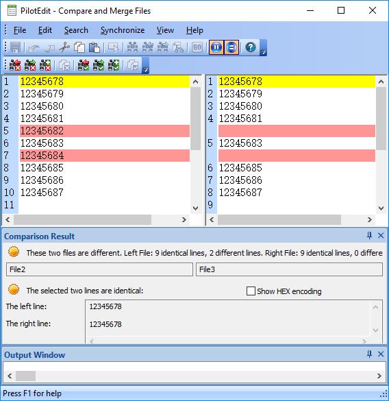 Example 1: In this example, you will see how to find lines in the first file but not in the second file. 1. Open the two files and compare them. 2.