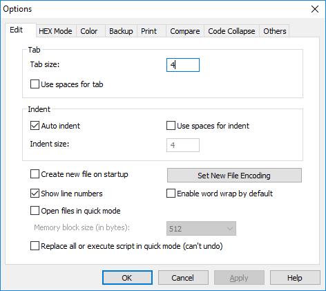2 1 3 4 5 6 7 8 9 10 11 12 1. Change the width of a TAB key displayed in PilotEdit editor. 2. If this is selected, a user will be able to input blanks by clicking on TAB. 3. Automatically indent. 4. If this is selected, PilotEdit will use blanks for indent.