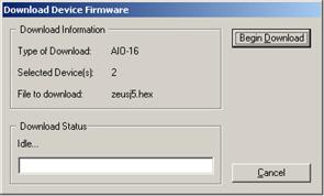 AIO-16 AIO-16 and AZedit 15 8. Click Begin Download. The download begins. 9. When the download is finished, click OK. The AIO-16 firmware download is complete. This takes a minute or two to occur. 10.