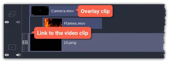 With the exception of the video track, you can layer several clips on each of the tracks to make your video more dynamic.