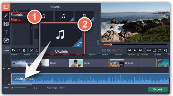 Learn more: Audio properties Fading audio Equalizer Noise removal Audio effects Beat detection Adding audio You can add audio files in much the same way as you add photos and video files.