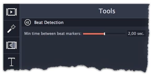 Then, scroll down and click Beat Detection. Step 3: In the Beat Detection tool, click Detect Beats. The program will analyze the music and place beat markers on the Timeline.