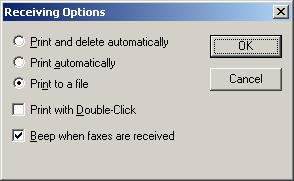 In the Receiving Options dialog box, configure the desired default settings for inbound fax reception. Sending a Fax 1.
