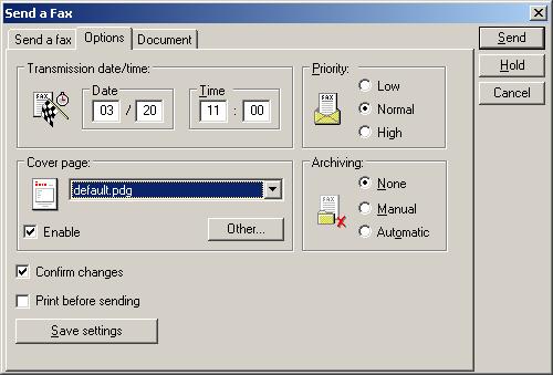 The fields that are available on the selected or assigned fax cover sheet control the fields that a user will see in the Send a fax tab.