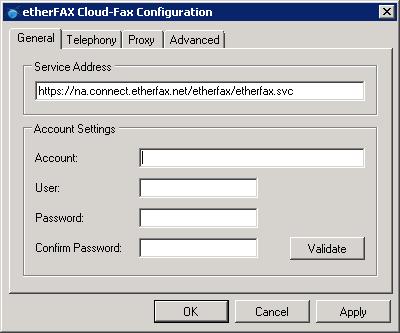 Configure Imecom Cloud Fax Settings Imecom Hybrid Cloud Fax Solution deployments leverage the etherfax driver for communicating with Hosted Fax Service infrastructure.