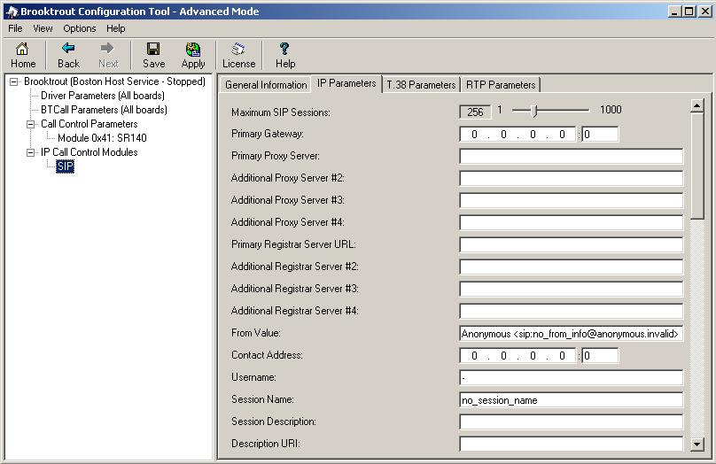 e. On the IP Parameters tab, configure settings for: Primary Gateway: Enter the IP Address of your IP-PBX/VoIP Gateway. The port number to use is 5060.