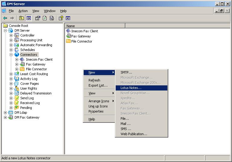 2. The New Lotus Notes Connector dialog box appears.
