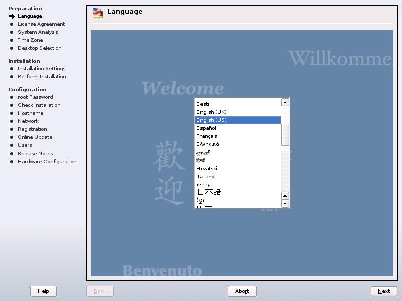 settings in the installed system, see Chapter 6, Changing Language and Country Settings with YaST (page 77). Figure 1.1 Language Selection 1.