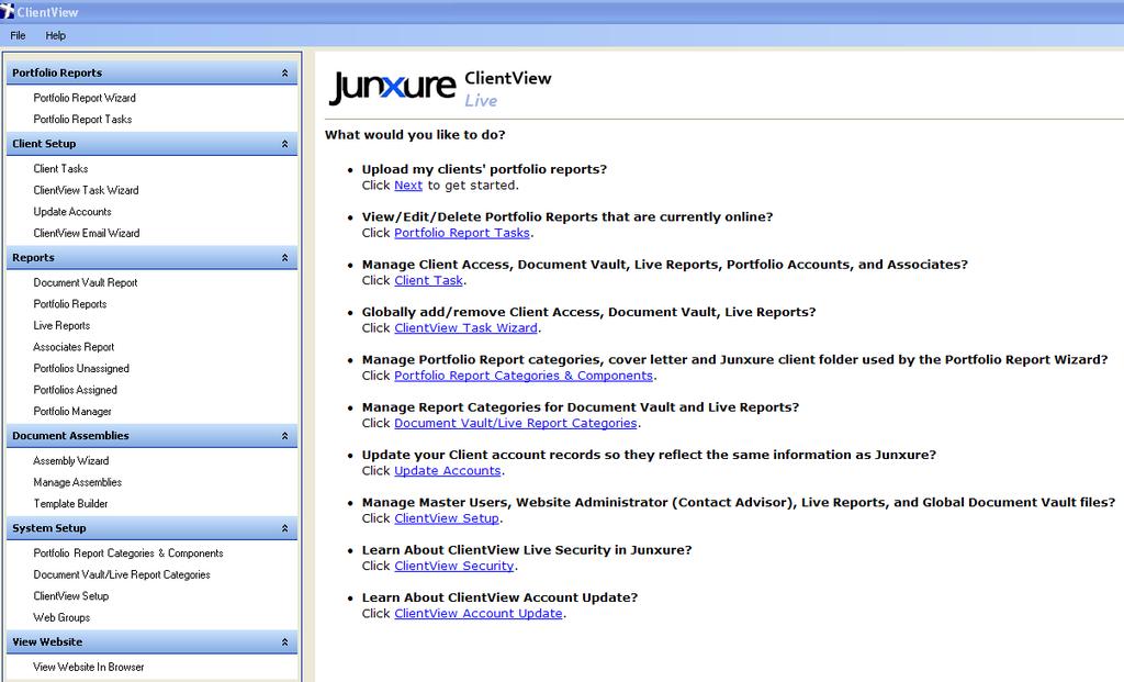 The ClientView Live desktop