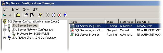 Then navigate to SQL Server Services, select the SQL Server service from the right hand side which is running, then select the blue arrow from the top to restart the service.