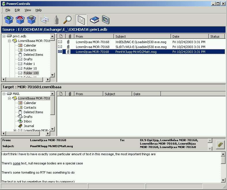 Figure 6: PowerControls 2.0 user interface Figure 6 on the following page shows the various manners in which the administrator can search the database at the message level.