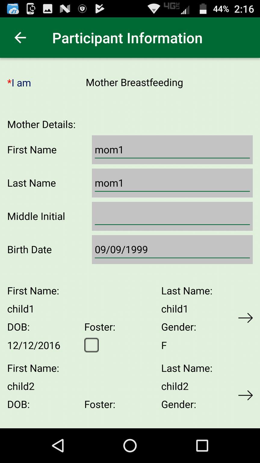 Family Information: Participant