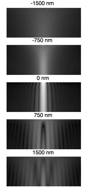 and y was 42 nm and that of z was 75 nm. z step size was chosen appropriately to compensate for the focus shift. The objective numerical aperture was 1.49 NA.