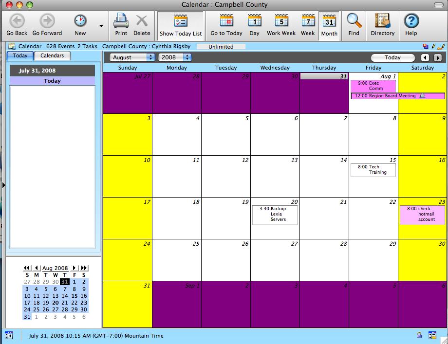 Calendar Different ways to view the calendars This calendar is in a split screen format.