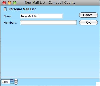 The personal mail list is to be used for several people that a user may send the same message to such as a group to which the user belongs.