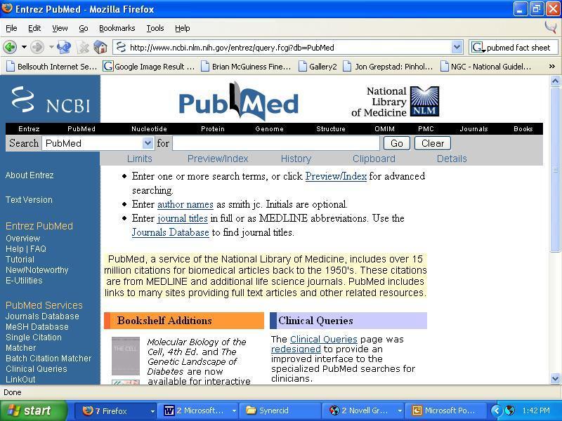 The PubMed Homepage http://www.