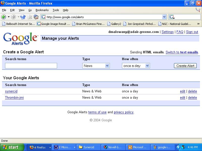 Google Alerts Currently in Beta tests Enter