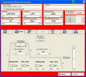 Automated control of the PD - test and recording of measured values with the indication PASS - FAIL - Break Down.