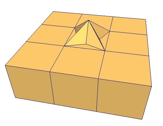 DODECAHEDRAL EXTRUSION This is a new operator that pastes a generalized dodecahedron to a face (see Figure 3A). This operator creates a dodecahedron when applied to a pentagon.