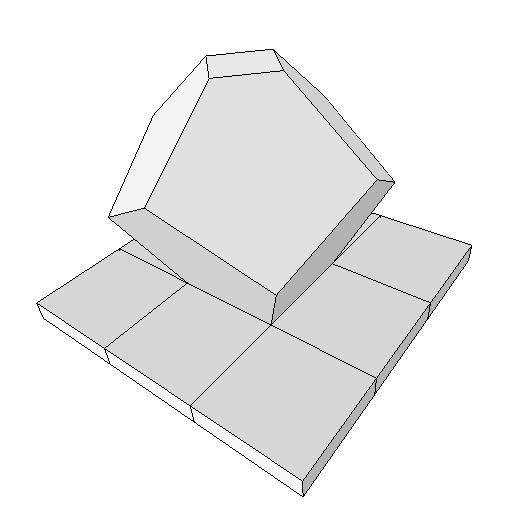 A shape created by applying dodecahedral extrusion to (A) a square; (B) an equilateral pentagon; (B) an equilateral