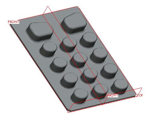 Part 6: Keypad 4 Mirrored features Patterned features First extrusion Rounded corners In the earpiece part, you defined a radial pattern, one that created new instances of a feature at intervals