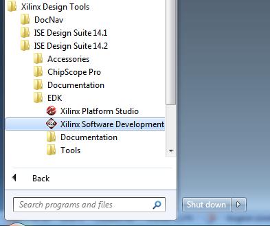 6. Open the Xilinx Software Development Kit (SDK) from the Windows Start menu. 7.