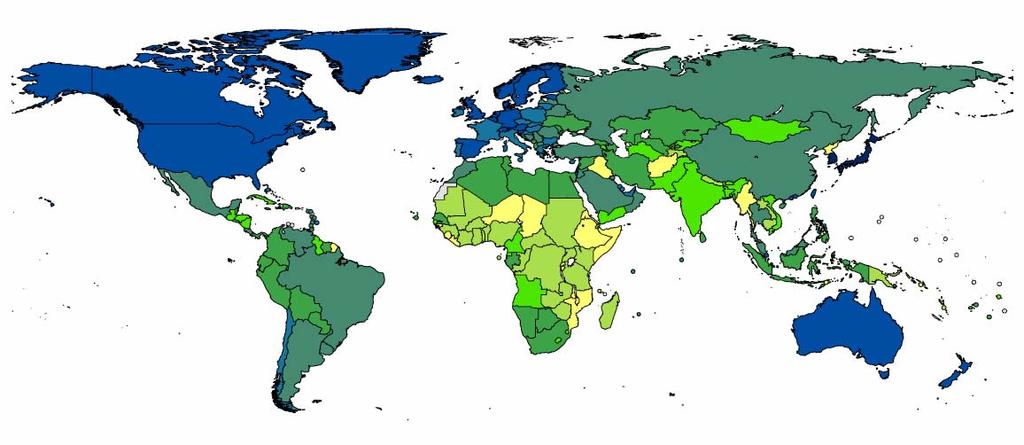 DOI rankings worldwide, 2005 Covering 180 economies Source: ITU/UNCTAD/KADO