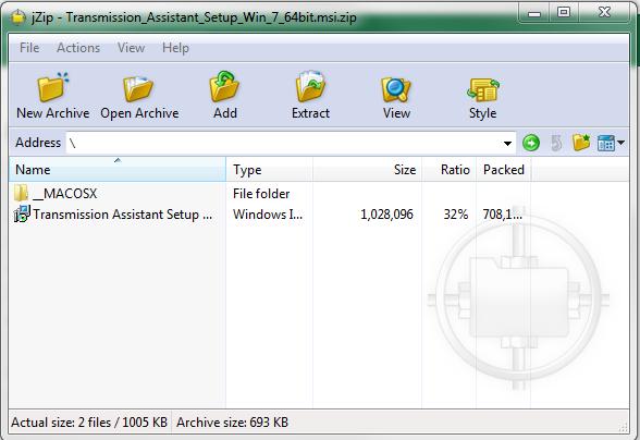 6. After the file has been successfully downloaded, a window displaying the contents of the file will appear. 7. Double click on the Transmission Assistant Setup msi file. 8.