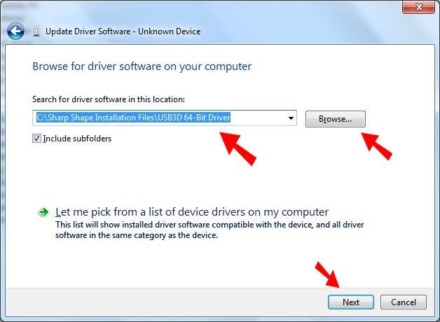 folder where driver files are located.