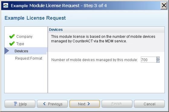 Enter this number in the Devices pane of the Module License Request wizard, in the CounterACT, Console Modules pane.