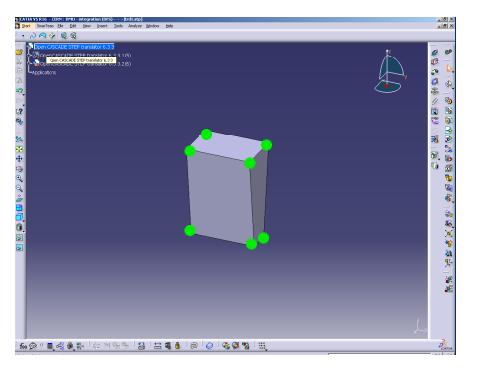 5.2 The TGeoCad Interface Figure 5.5: The TGeoTrd1 represented in STEP format and visualized by the CATIA software.