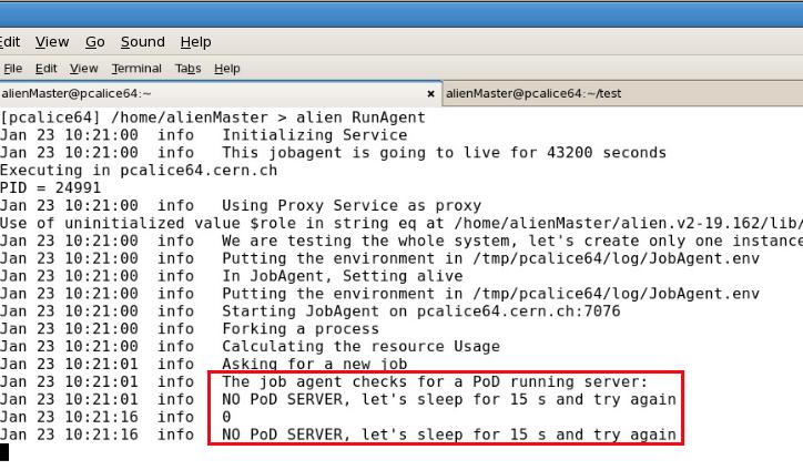 4.2 Architecture and Implementation 1) The user requests a PoD Server submitting a request job on AliEn.