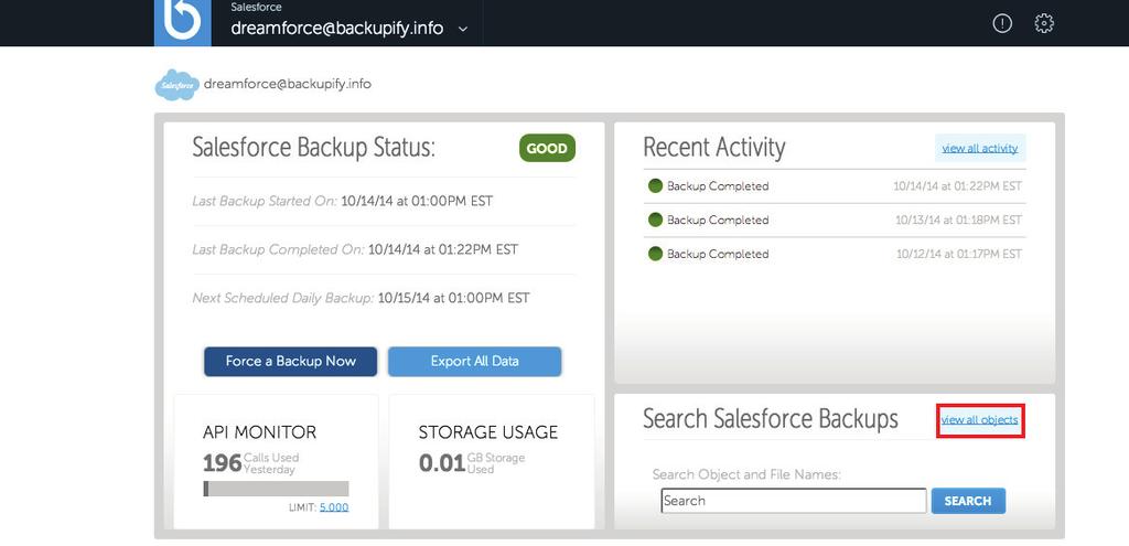 Restoring Salesforce Data Locating objects to restore
