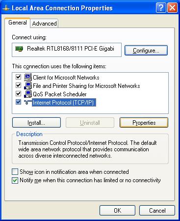In the window that pops up, you will need to find Internet Protocol (TCP/IP) under This connection uses the following items.
