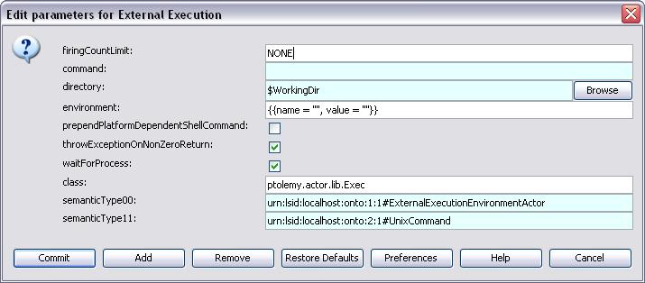 Chapter 5 Figure 5.41: The parameters of the ExternalExecution actor. The ExternalExecution parameters are used to customize the environment and output of the actor (Table5.1).