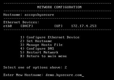 Important: Accops HySecure resolves requests only through hostname. The hostname should set before starting configuration.