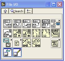 File Input and Output The File I/O functions are found in the Functions Programming File I/O subpalette The organization shown below is for Version 7 Version 8 (and each