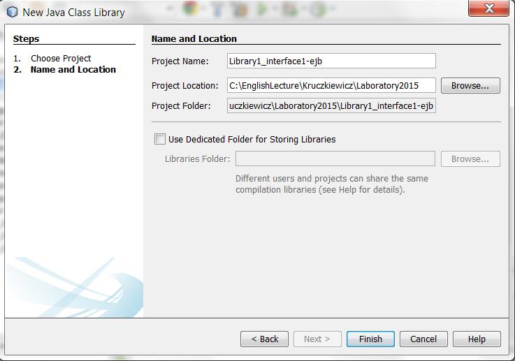 2.3. Creation the library project for interface of