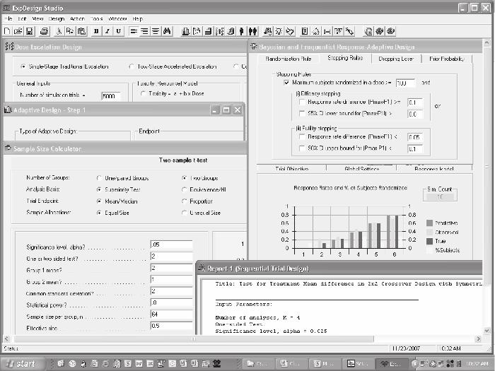2 EXPDESIGN STUDIO Figure 1.1 ExpDesign integrated environment. escalation algorithms, and the Bayesian continual reassessment method (CRM).