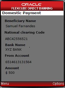 Domestic Transfer Make New Payment Verify 14. Click Confirm from Options.