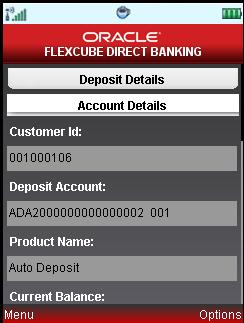 Term Deposit Details 8. Select Submit from Options. The system displays the Deposit Details screen.
