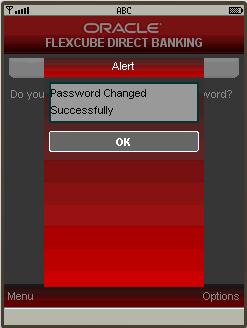 Change Password Select Menu from the Options to return to the sub menu screen. Select Back from Options to return to the previous screen.