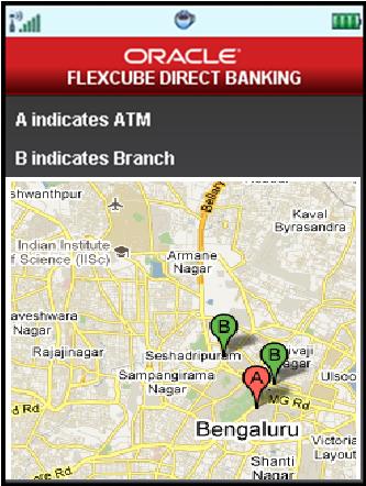 ATM Branch Locator Branch/ATM Locator 4. Select Home from Options to get back to the Menu screen. Select View Map from Options to navigate to the View Map screen.