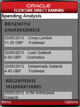 Spending Analysis 7. Click View Transaction from Options. The following page is displayed.