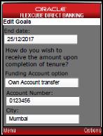 Options Available for Goal User Manual Oracle FLEXCUBE