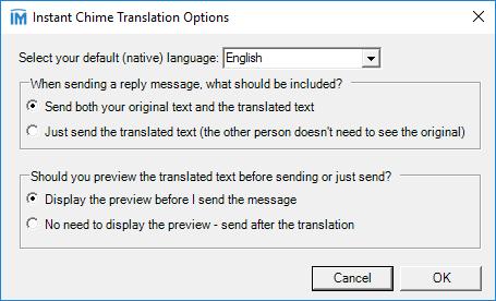 Accessing the Settings for Translate Feature To modify any of the default settings of the Translate tool, simply click any part of the footer (The footer will have Your language, Other language,