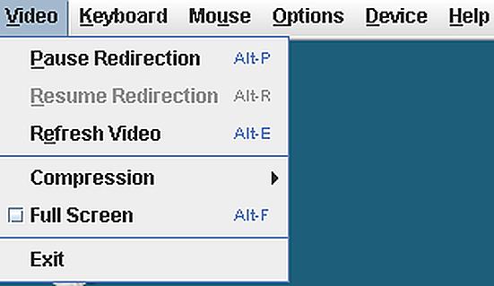 KVM Function Description After selecting KVM Remote Console Redirection tab, system will lead you to the main menu of KVM window which is shown as below: There are three different menus in the menu