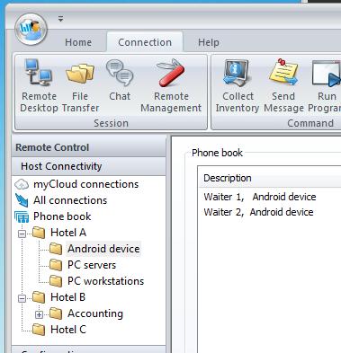 4.5 The Phonebook menu The Phonebook is a hierarchical folder structure, where you can organize Host entries, and provide each Host entry with individual Connection Properties.